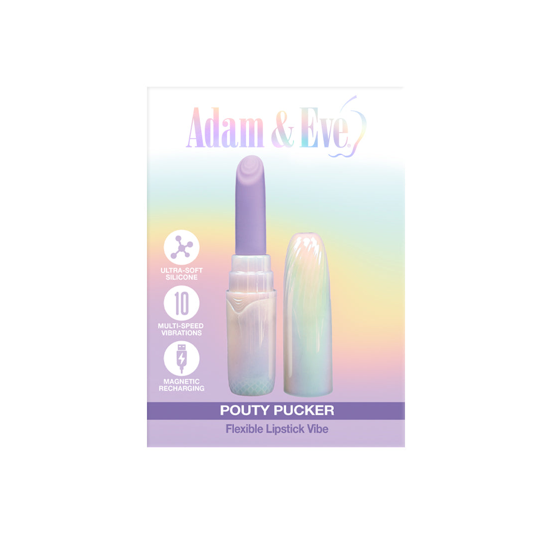 Pink lipstick vibrator with glossy finish held in hand against a purse interior