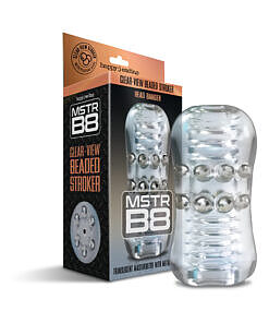 MSTR B8 Clear-View Beaded Stroker Head Banger with 12 metal beads and ribbed tunnel by Global Novelties