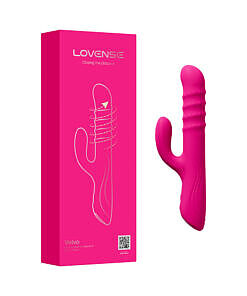 Lovense Velvo Rotating Beaded G-Spot & Clit Rabbit Vibrator in soft pink silicone showing wave bead shaft and flexible clitoral stimulator.