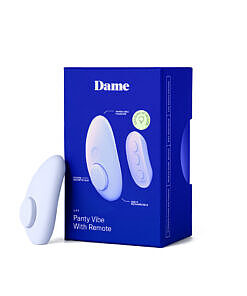 Sleek teal Dame Lay remote control panty vibrator tucked into denim