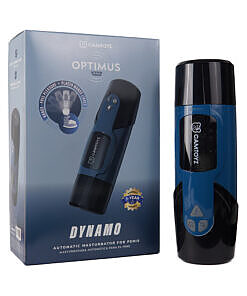 Camtoyz Male Masturbator Dynamo automatic device with adjustable stand positioned on a flat table surface