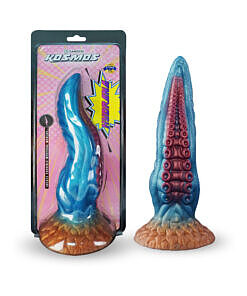 Hydrana Dildo by Camtoyz with textured blue scales and curved tip on white background.