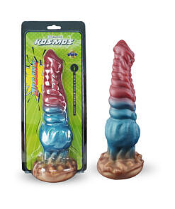Arcana Dildo showcasing bold purple and black swirl design with pronounced vein-like scale texture