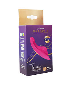 Camtoyz Vibrating Panty with App Tinker on satin surface