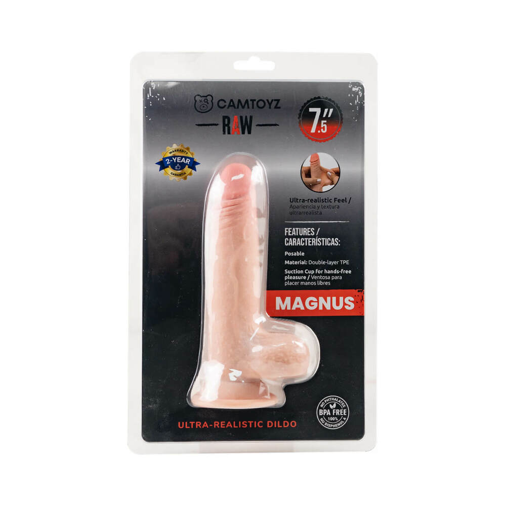 Camtoyz Ultra Realistic Dildo Magnus with detailed veins and strong suction cup base for hands-free use.