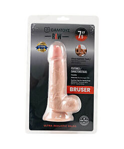 Camtoyz Ultra Realistic Dildo Bruser with lifelike veins and flesh-toned silicone on a white background