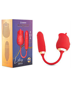 Camtoyz Dual Stimulator Lotus in rose pink with curved bullet end and realistic rose tongue detail