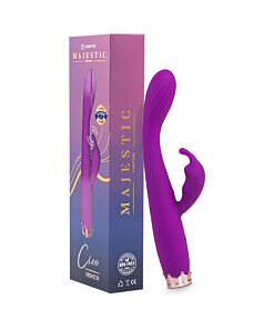 Camtoyz Rabbit Vibrator Cleo in elegant purple with ergonomic curved shaft and flexible rabbit ears shown on a clean white background