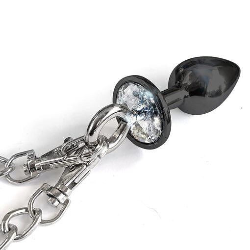 NIXIE Metal Butt Plug & Furry Handcuff Set Medium Black - Image 4