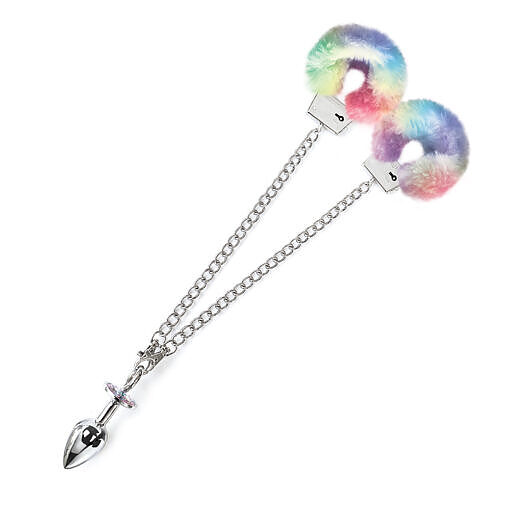 NIXIE Metal Butt Plug & Furry Handcuff Set Medium?ö¼?ÃUnicorn - Image 2