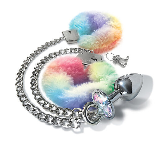 NIXIE Metal Butt Plug & Furry Handcuff Set Medium?ö¼?ÃUnicorn - Image 3