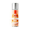 JO Bake Shoppe Peach Cobbler Flavored Water-Based Lubricant 2 oz bottle against a backdrop of fresh peaches.