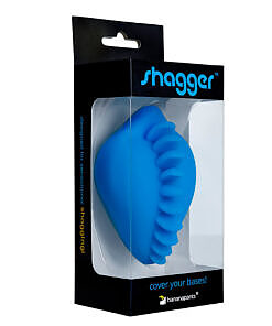 Banana Pants Shagger Blue Azure dildo base cover with ripple-textured ocean blue silicone tips and a flexible base.