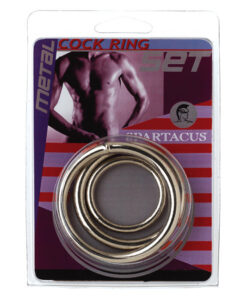 Spartacus metal cock ring set with three steel rings