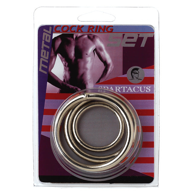 Spartacus metal cock ring set with three steel rings