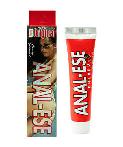 Tube of Anal-Ese Cherry Desensitizing Cream 0.5 oz with cherry motif on red packaging