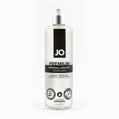 JO Premium silicone lubricant 16 oz bottle with buttery smooth silicone-based lube texture