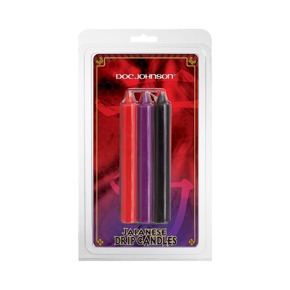 Three Japanese drip candles in red