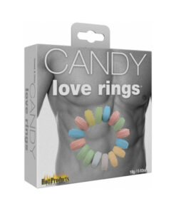 Three colorful candy cock rings in red