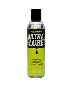 Doc Johnson Ultra Lube 6oz. bottle with clear liquid and blue label