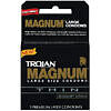 Gold Trojan Magnum Thin Condoms 3-pack on a textured background