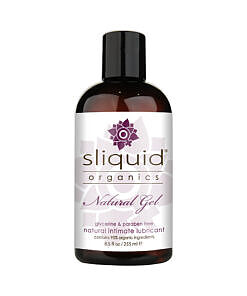 Sliquid Organics Natural Lubricating Gel 8.5 oz bottle showcasing the natural and vegan-friendly lubricant.