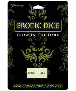 Pipedream Glow-in-the-Dark Erotic Dice on a dark background