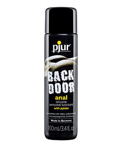 pjur Back Door Silicone Anal Lubricant with Jojoba 3.4 oz bottle for long-lasting anal comfort.