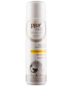 Pjur Med Premium Silicone Glide 100ml bottle with a clear drop of silicone lubricant