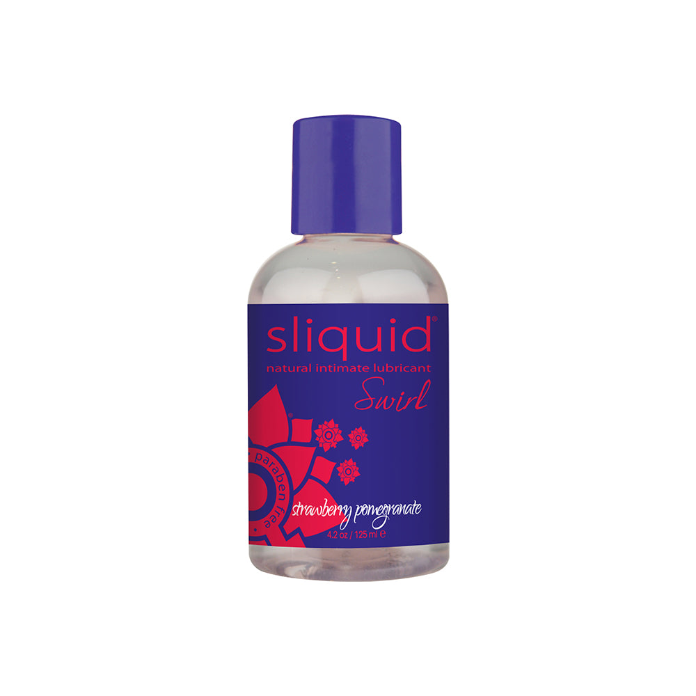 Sliquid Swirl Strawberry Pomegranate flavored lubricant bottle on a clean white background