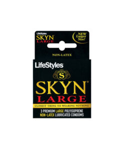Lifestyles SKYN Large Polyisoprene condoms in blue packaging on white