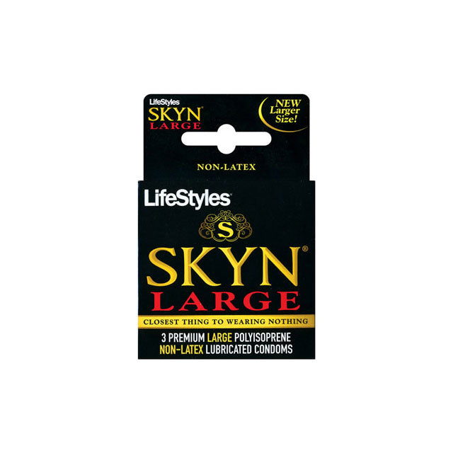 Lifestyles SKYN Large Polyisoprene condoms in blue packaging on white