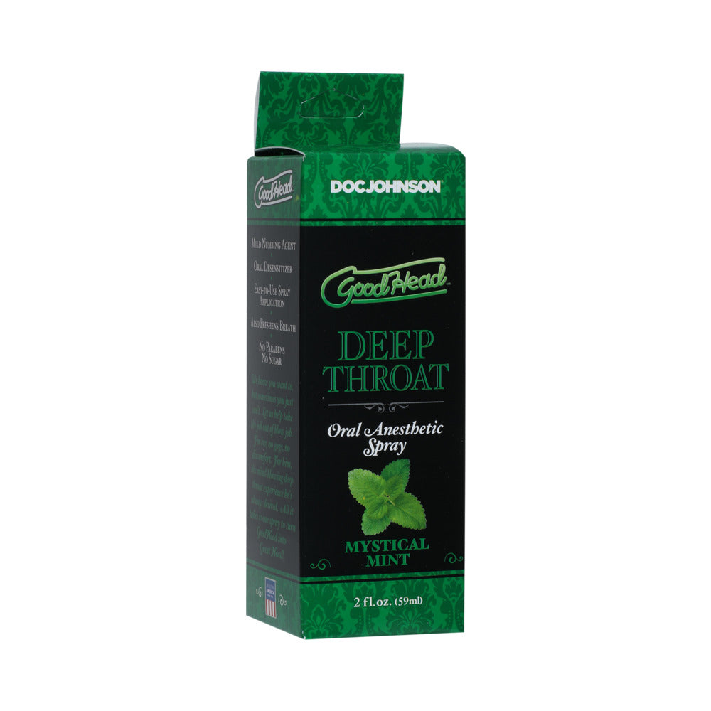 GoodHead Deep Throat Spray Mystical Mint bottle with mint green label and spray nozzle