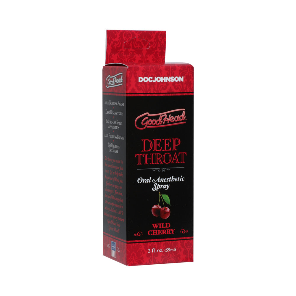 GoodHead Deep Throat Spray Wild Cherry 2 oz bottle with fine mist sprayer on white background