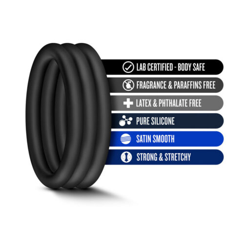 Performance VS1 Pure Premium Silicone Cockrings 3-Pack Medium Black - Image 6