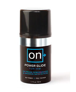 Sensuva ON Power Glide 1.7 oz gel bottle on a bathroom counter