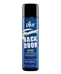 pjur Back Door Water-Based Anal Lubricant 3.4 oz. bottle on white background.