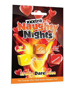 XXXtra Naughty Nights Erotic Dare Dice - three red dice showing action