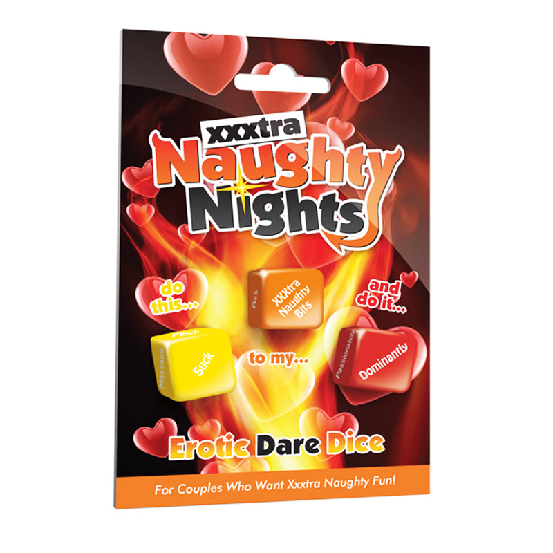 XXXtra Naughty Nights Erotic Dare Dice - three red dice showing action