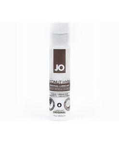 JO Coconut Hybrid Original Lubricant 1 oz bottle with coconut oil and water-based formula for smooth personal glide.