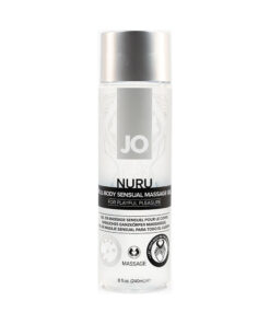 JO Nuru Full-Body Sensual Massage Gel 8 oz clear squeeze bottle with thick