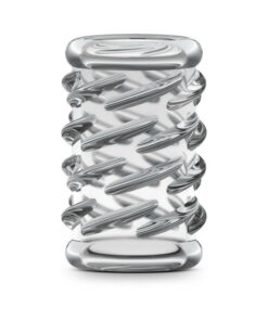 stretchy transparent sleeve with soft ridges shown on a white background.