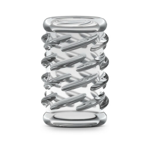 stretchy transparent sleeve with soft ridges shown on a white background.