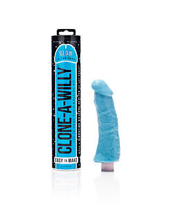 Clone-A-Willy DIY Vibrating Dildo Kit Glow-in-the-Dark Blue - DIY silicone casting kit with vibrator and molding tube.