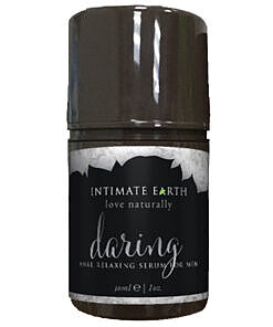 Intimate Earth Daring Anal Gel For Men tube on a sleek bathroom counter