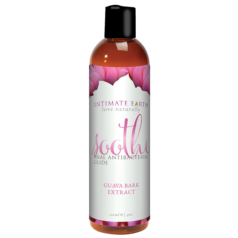 Intimate Earth Soothe Anal Antibacterial Glide 4 oz bottle with pump dispenser