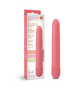 Gaia Eco Slimline Vibrator Coral - Plant-based Biofeel vibrator with slim tapered tip and multispeed dial