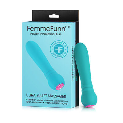 FemmeFunn Ultra Bullet Massager Rechargeable Silicone Vibrator Turquoise - compact