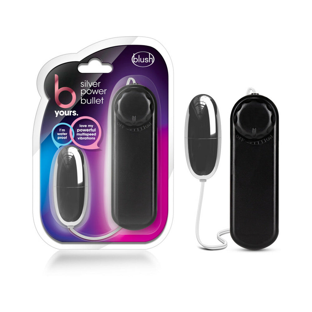 B Yours Silver Power Bullet remote egg vibrator in black