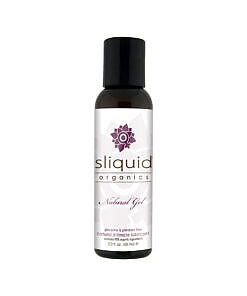 Sliquid Organics Natural Gel 2oz bottle with rich aloe gel texture and green botanical label on white background